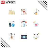 Editable Vector Line Pack of 9 Simple Flat Colors of lifestyle go broomstick arrow globe Editable Vector Design Elements