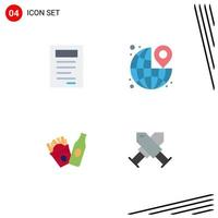 4 Thematic Vector Flat Icons and Editable Symbols of book frise around the achievement Editable Vector Design Elements