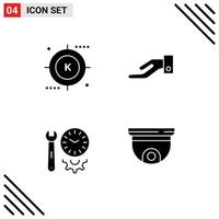 Pack of 4 creative Solid Glyphs of engine options optimization hand settings Editable Vector Design Elements