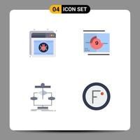 conjunto de pictogramas de 4 iconos planos simples de gráficos de películas web de estreno antivirus elementos de diseño vectorial editables vector