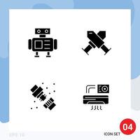 conjunto de 4 iconos de interfaz de usuario modernos símbolos signos para elementos de diseño vectorial editables de aire de corona de logro de fontanero robot vector
