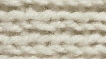 White Wool Knitting Texture. Horizontal Along Weaving Crochet Detailed Rows. Sweater Textile Background. Macro Closeup. video