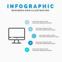 Computer Monitor Screen Hardware Line icon with 5 steps presentation infographics Background vector