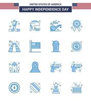 16 iconos creativos de EE. UU. Signos de independencia modernos y símbolos del 4 de julio de insignia de deporte de policía de signo humo elementos de diseño de vector de día de EE. UU. editables