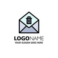 Mail Message Delete Business Logo Template Flat Color vector