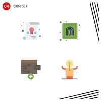 4 Universal Flat Icons Set for Web and Mobile Applications certificate wallet crime security improvement Editable Vector Design Elements