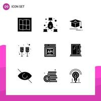 9 Creative Icons Modern Signs and Symbols of window software graduation application programmer interface api Editable Vector Design Elements