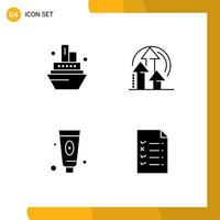 Universal Icon Symbols Group of 4 Modern Solid Glyphs of cruise face management product document Editable Vector Design Elements