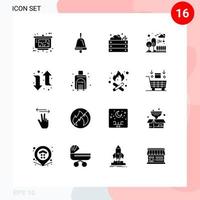 Pack of 16 creative Solid Glyphs of left park farming cityscape building Editable Vector Design Elements