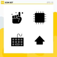 colección de 4 iconos sólidos universales conjunto de iconos para web y móvil vector