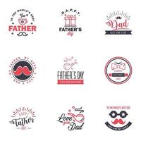 Happy fathers day 9 Black and Pink Lettering happy fathers day Editable Vector Design Elements