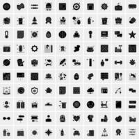 Set of 100 Business Solid Glyph icons vector