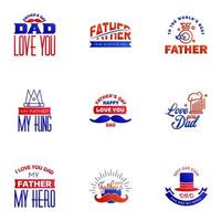 Happy fathers day 9 Blue and red Typography Fathers day background design Fathers day greeting card Editable Vector Design Elements