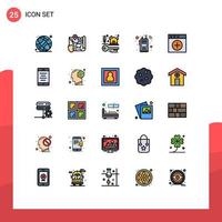 25 User Interface Filled line Flat Color Pack of modern Signs and Symbols of mac walkie talkie house keys radio communication Editable Vector Design Elements