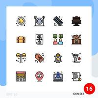 16 User Interface Flat Color Filled Line Pack of modern Signs and Symbols of business cakes healthcare cake baked Editable Creative Vector Design Elements