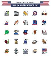 25 Creative USA Icons Modern Independence Signs and 4th July Symbols of usa glasses american sunglasses star Editable USA Day Vector Design Elements