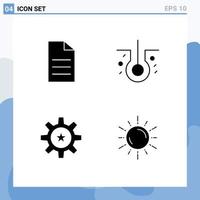 4 User Interface Solid Glyph Pack of modern Signs and Symbols of file management interface sick hair skill Editable Vector Design Elements