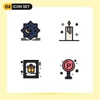 Set of 4 Modern UI Icons Symbols Signs for moon xmas eid christmas christmas Editable Vector Design Elements