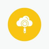 Cloud Computing Search Find white glyph icon vector