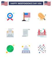 9 Flat Signs for USA Independence Day file invitation icecream greeting email Editable USA Day Vector Design Elements