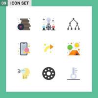 Set of 9 Modern UI Icons Symbols Signs for arrow promotion solution online topology Editable Vector Design Elements