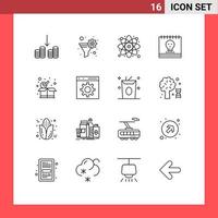 Modern Set of 16 Outlines and symbols such as package holidays atom holiday ghost Editable Vector Design Elements