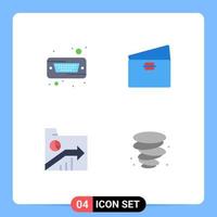 Group of 4 Flat Icons Signs and Symbols for drive business hard global folder Editable Vector Design Elements