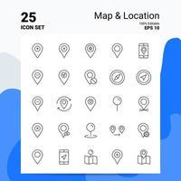 25 conjunto de iconos de ubicación de mapa 100 archivos editables eps 10 concepto de logotipo de empresa ideas diseño de icono de línea vector