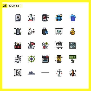 conjunto de 25 iconos modernos de la interfaz de usuario signos de símbolos para la construcción de elementos de diseño de vectores editables de dinero de archivo de destino de datos