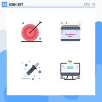 User Interface Pack of 4 Basic Flat Icons of advertising color picker marketing schedule dropper Editable Vector Design Elements