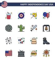 16 Creative USA Icons Modern Independence Signs and 4th July Symbols of video movis fire party celebrate Editable USA Day Vector Design Elements