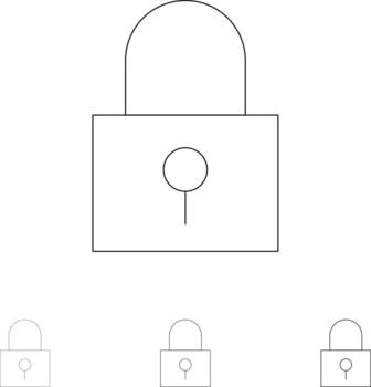 Lock Password Password Lock Secure Password Bold and thin black line icon set vector