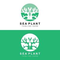 Seaweed Logo, Sea Plants Vector Design, Grocery And Nature Protection