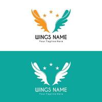 Wings Logo Design, Shield Wings Vector, Bird Feather Illustration vector