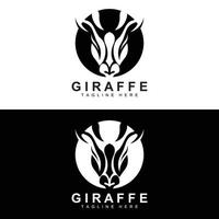 Giraffe Logo Design, Giraffe Head Vector Silhouette, High Neck Animal, Zoo, Tattoo Illustration, Product Brand