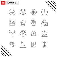 16 Thematic Vector Outlines and Editable Symbols of bus internet anemone flower browser switch Editable Vector Design Elements