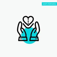 Care Compassion Feelings Heart Love turquoise highlight circle point Vector icon