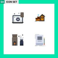 Modern Set of 4 Flat Icons and symbols such as configure aromatherapy setting house relax Editable Vector Design Elements