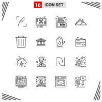 16 Icons Line Style Grid Based Creative Outline Symbols for Website Design Simple Line Icon Signs Isolated on White Background 16 Icon Set Creative Black Icon vector background