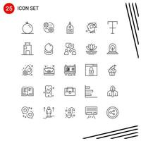 Set of 25 Vector Lines on Grid for format talk dollar mind head Editable Vector Design Elements