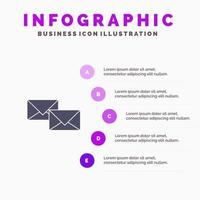 Mail Reply Forward Business Correspondence Letter Solid Icon Infographics 5 Steps Presentation Background vector