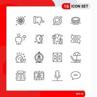 Modern Set of 16 Outlines and symbols such as head protect pie human avatar Editable Vector Design Elements