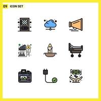 Pictogram Set of 9 Simple Filledline Flat Colors of easter candle speaker money dollar Editable Vector Design Elements