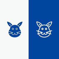 Bunny Bunny Easter Rabbit Line and Glyph Solid icon Blue banner Line and Glyph Solid icon Blue banner vector