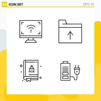 Collection of 4 Universal Line Icons Icon Set for Web and Mobile vector