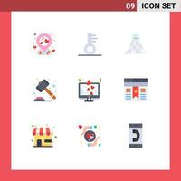 Set of 9 Modern UI Icons Symbols Signs for love heart sport display mortgage Editable Vector Design Elements