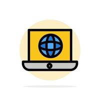 Laptop World Globe Technical Abstract Circle Background Flat color Icon vector