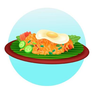 Indonesian food, 3d illustration of fried rice with fried egg