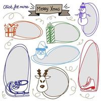 Festive set of speech bubbles, hand drawn with elements of decorative decorations for Christmas vector