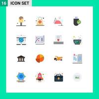 Modern Set of 16 Flat Colors and symbols such as stick devices shopping connected glass Editable Pack of Creative Vector Design Elements